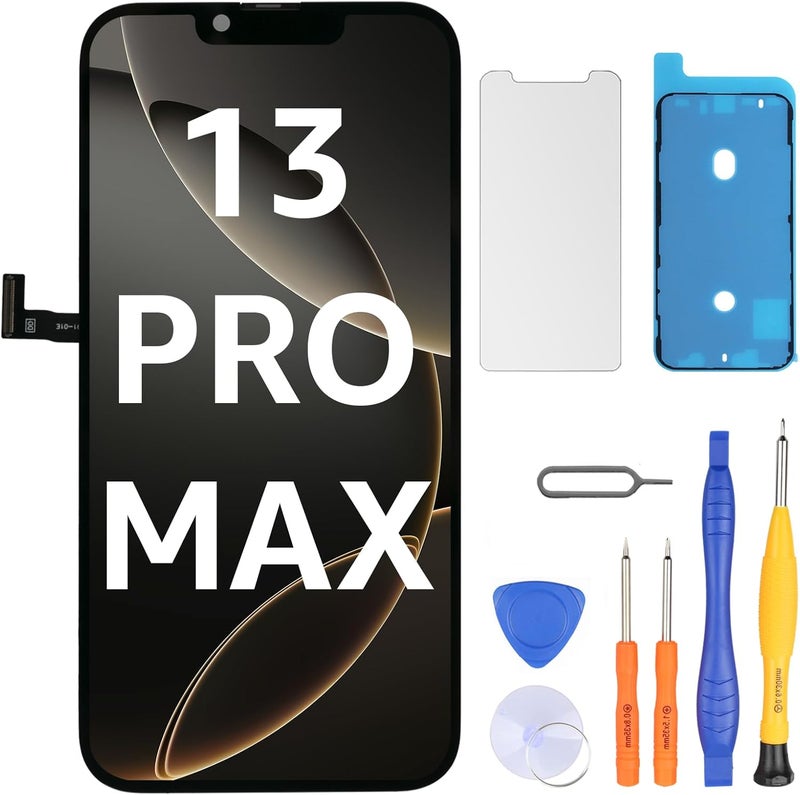 LL TRADER Screen Replacement for iPhone 13 Pro Max 6.7" LCD Retina FHD Display COF Touch Screen Digitizer with Repair Tool Kits, Waterproof Tape, Screen Protector (Truetone programable) New for USA - Image 1